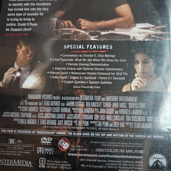 Suspect Zero Widescreen DVD Paramount Rated R Ben Kingsley 2004 - Picture 5 of 8
